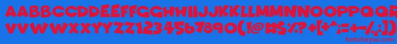Funhouse-Schriftart – Rote Schriften auf blauem Hintergrund