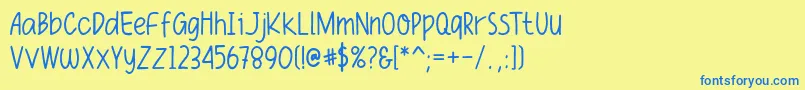 フォントFuniko – 青い文字が黄色の背景にあります。