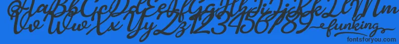 Funking Font – Black Fonts on Blue Background