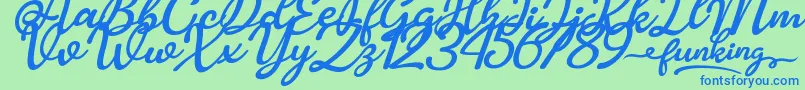 Funking Font – Blue Fonts on Green Background