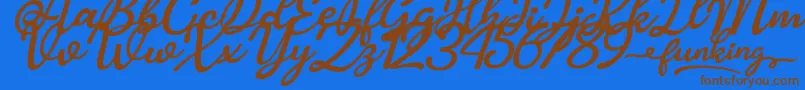 Funking Font – Brown Fonts on Blue Background