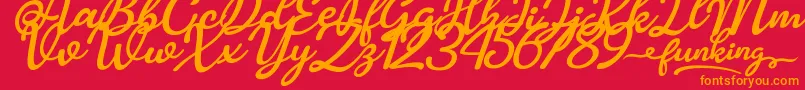 Funking Font – Orange Fonts on Red Background