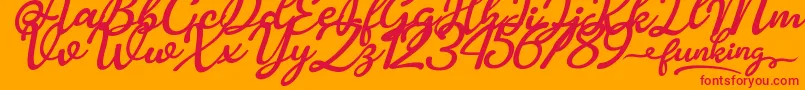 Funking Font – Red Fonts on Orange Background