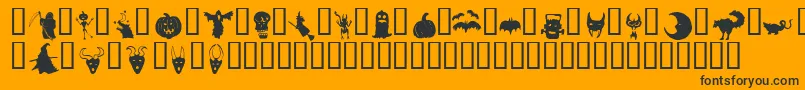 Fonte HollowweenieBats – fontes pretas em um fundo laranja