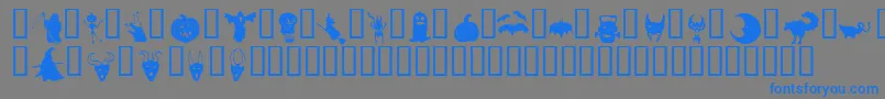フォントHollowweenieBats – 灰色の背景に青い文字
