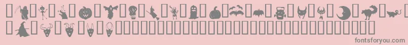 フォントHollowweenieBats – ピンクの背景に灰色の文字
