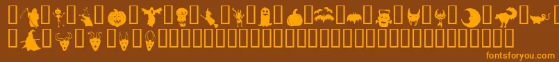 HollowweenieBats-Schriftart – Orangefarbene Schriften auf braunem Hintergrund