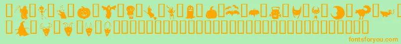 Шрифт HollowweenieBats – оранжевые шрифты на зелёном фоне