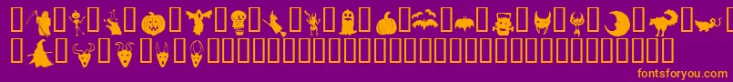 HollowweenieBats-fontti – oranssit fontit violetilla taustalla