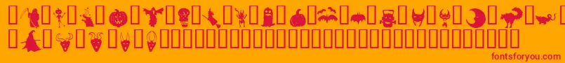 HollowweenieBats-Schriftart – Rote Schriften auf orangefarbenem Hintergrund