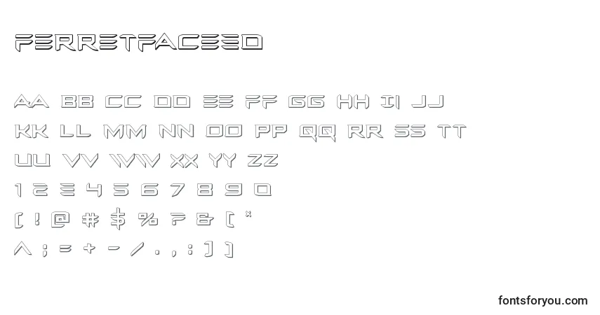 Ferretface3D-fontti – aakkoset, numerot, erikoismerkit