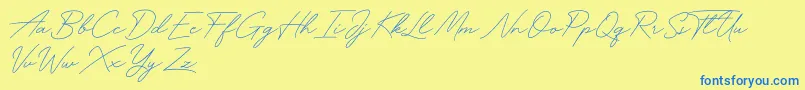 Weitere Informationen zur Funky Signature-Schriftart Funky Signature-Schriftart – Blaue Schriften auf gelbem Hintergrund