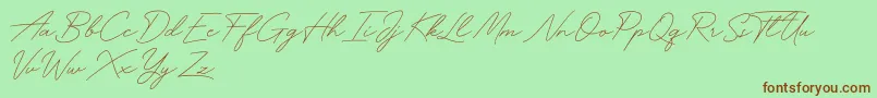 Fonte Funky Signature – fontes marrons em um fundo verde