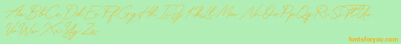 Funky Signature Font – Orange Fonts on Green Background