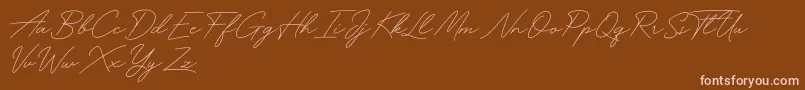 Czcionka Funky Signature – różowe czcionki na brązowym tle