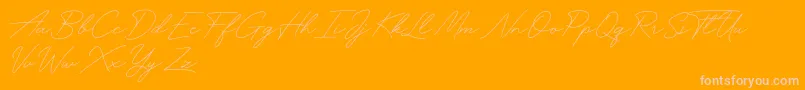 Funky Signature-Schriftart – Rosa Schriften auf orangefarbenem Hintergrund