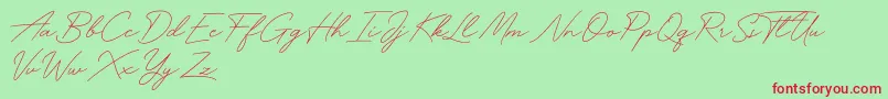 Funky Signature Font – Red Fonts on Green Background