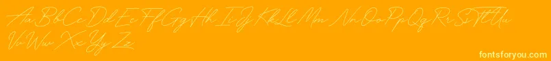 Fonte Funky Signature – fontes amarelas em um fundo laranja