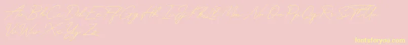 Funky Signature-Schriftart – Gelbe Schriften auf rosa Hintergrund