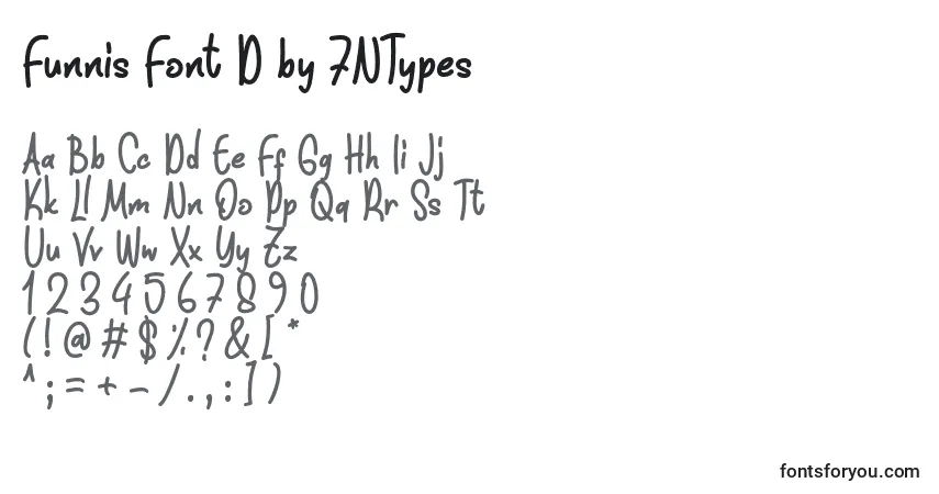 Schriftart Funnis Font D by 7NTypes – Alphabet, Zahlen, spezielle Symbole
