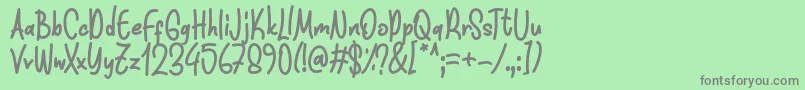 Funnis Font D by 7NTypes-Schriftart – Graue Schriften auf grünem Hintergrund