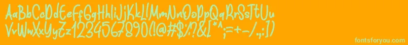 Funnis Font D by 7NTypes-Schriftart – Grüne Schriften auf orangefarbenem Hintergrund