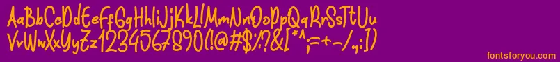 フォントFunnis Font D by 7NTypes – 紫色の背景にオレンジのフォント