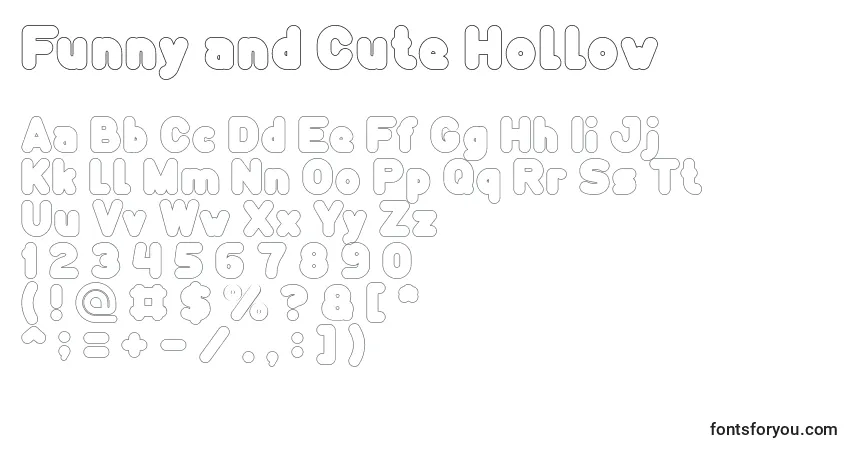 A fonte Funny and Cute Hollow – alfabeto, números, caracteres especiais