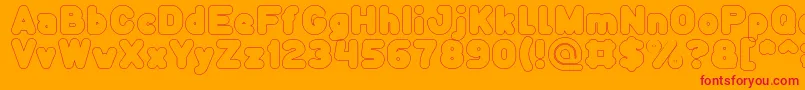 Funny and Cute Hollow-Schriftart – Rote Schriften auf orangefarbenem Hintergrund