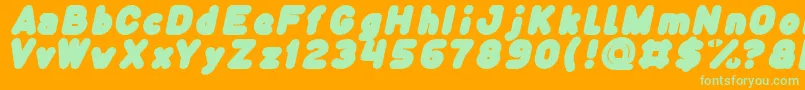 フォントFunny and Cute Italic – オレンジの背景に緑のフォント