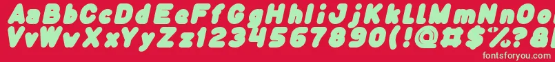 フォントFunny and Cute Italic – 赤い背景に緑の文字