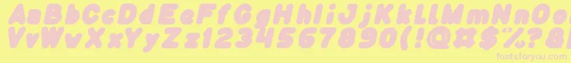 Шрифт Funny and Cute Italic – розовые шрифты на жёлтом фоне