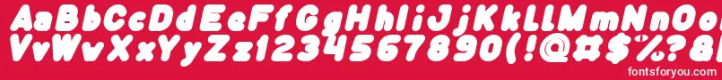 Fonte Funny and Cute Italic – fontes brancas em um fundo vermelho