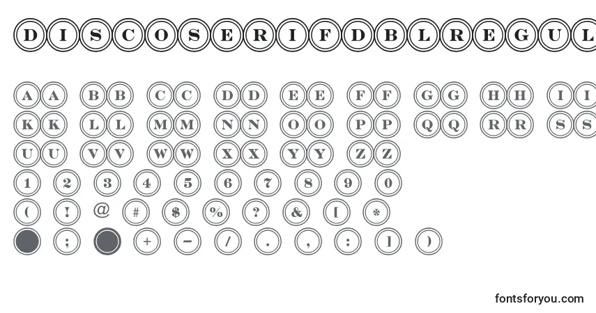 Czcionka DiscoserifdblRegular – alfabet, cyfry, specjalne znaki