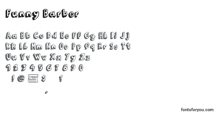 A fonte Funny Barber – alfabeto, números, caracteres especiais