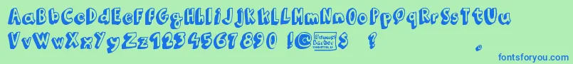 Czcionka Funny Barber – niebieskie czcionki na zielonym tle