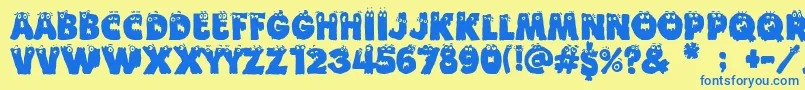 Funny Death Font – Blue Fonts on Yellow Background