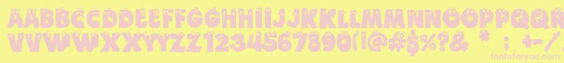 フォントFunny Death – ピンクのフォント、黄色の背景