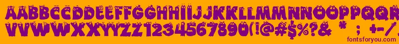 Шрифт Funny Death – фиолетовые шрифты на оранжевом фоне