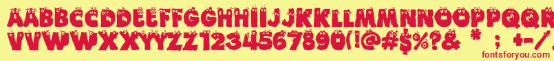 Funny Death-fontti – punaiset fontit keltaisella taustalla