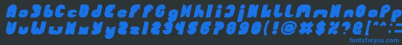 FUNNY SPORT Bold Italic-Schriftart – Blaue Schriften auf schwarzem Hintergrund