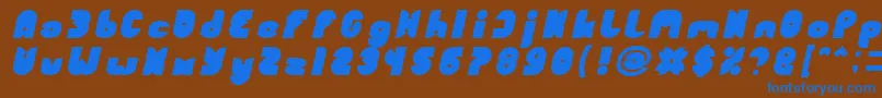 FUNNY SPORT Bold Italic-fontti – siniset fontit ruskealla taustalla