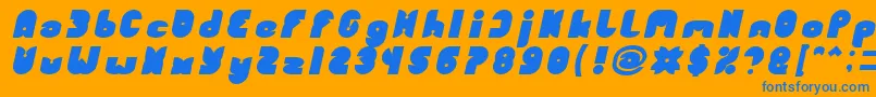 FUNNY SPORT Bold Italic-Schriftart – Blaue Schriften auf orangefarbenem Hintergrund