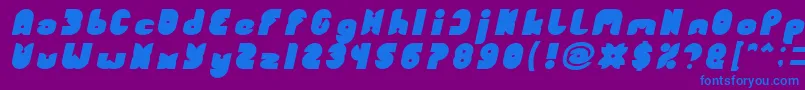 FUNNY SPORT Bold Italic-Schriftart – Blaue Schriften auf violettem Hintergrund