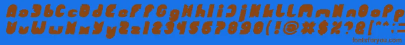 フォントFUNNY SPORT Bold Italic – 茶色の文字が青い背景にあります。