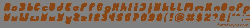 フォントFUNNY SPORT Bold Italic – 茶色の文字が灰色の背景にあります。