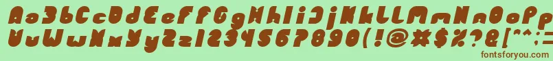 Czcionka FUNNY SPORT Bold Italic – brązowe czcionki na zielonym tle