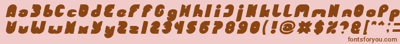 Fonte FUNNY SPORT Bold Italic – fontes marrons em um fundo rosa