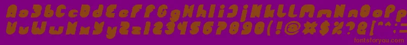 FUNNY SPORT Bold Italic-Schriftart – Braune Schriften auf violettem Hintergrund