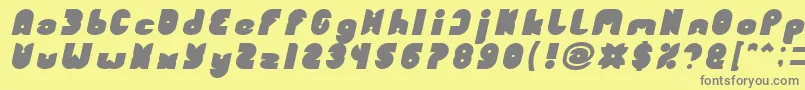 FUNNY SPORT Bold Italic-fontti – harmaat kirjasimet keltaisella taustalla